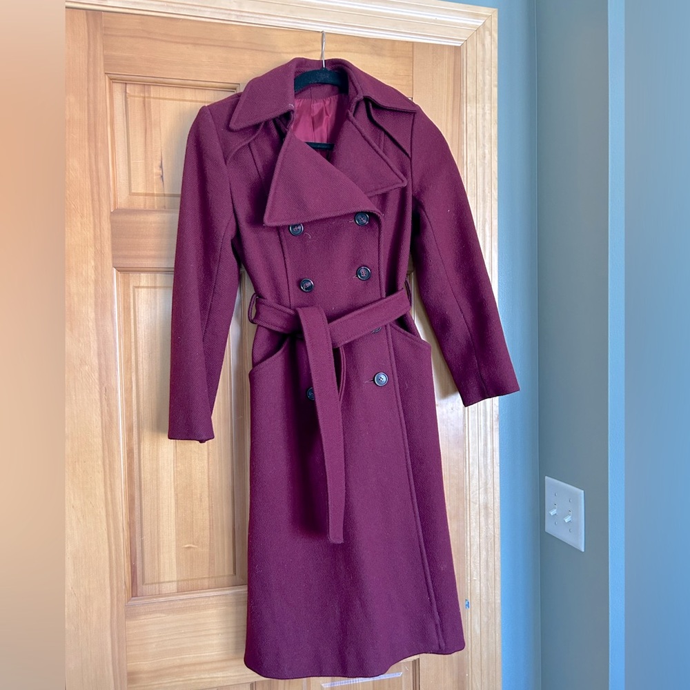Burgundy wool overcoat